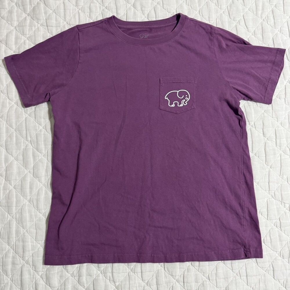 Ivory Ella S Purple Pocket T-Shirt Preppy Coastal Graphic Tee